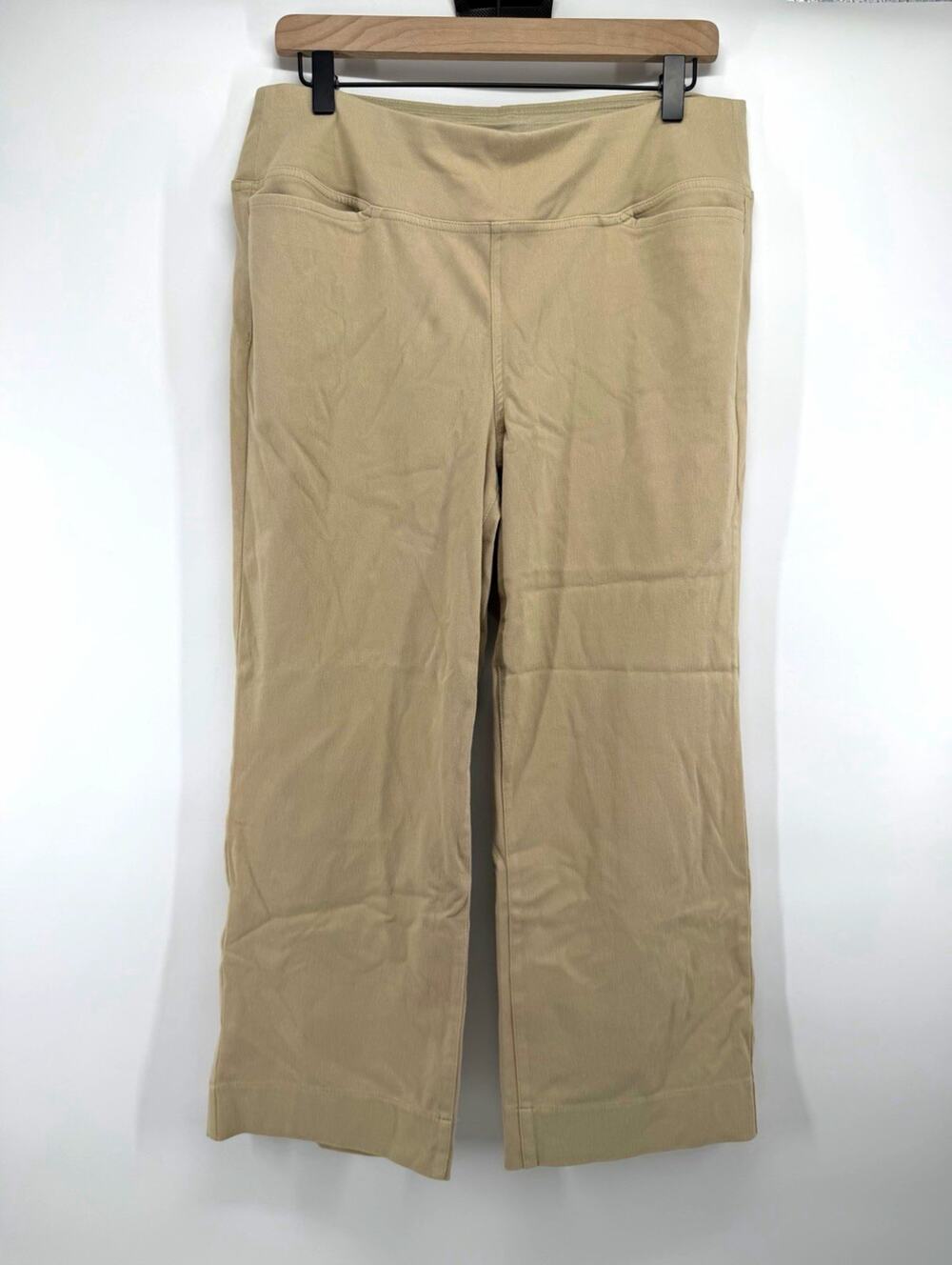 J.Jill Wearever Smooth-Fit Cropped Knit Jeans Khaki Beige Medium NWT